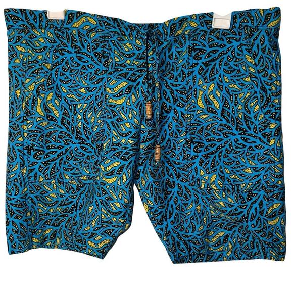 Bohemian tropical Aztec lightweight pocketed beaded Tie drawstring waist shorts - Picture 1 of 5